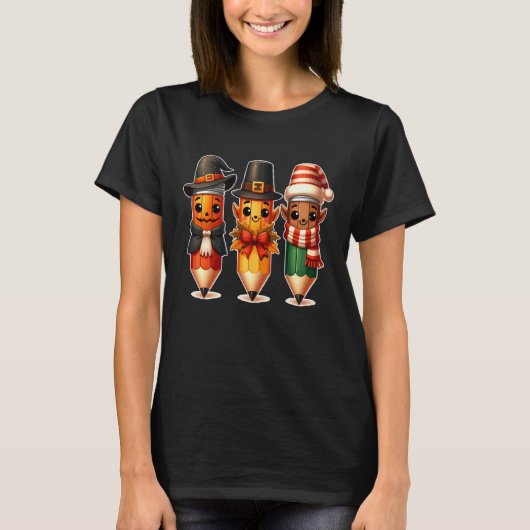 ハロウィン 勤労感謝の日 クリスマス 教員 用品 Tシャツ (正面)