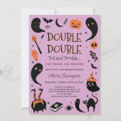 ハロウィン 双子ベビーシャワー Two Babies Brewing Twins 招待状 (正面)