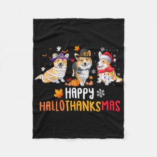ハロウィン 収穫祭 クリスマス 面白い コーギー 犬 フリースブランケット