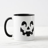 ハロウィン 名前入り 黒と白のカボチャの顔 マグカップ (左)