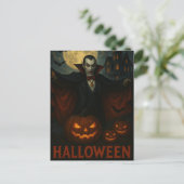 ハロウィン 吸血鬼 怖い夜 かぼちゃ ポストカード (スタンド正面)