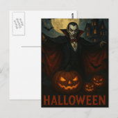 ハロウィン 吸血鬼 怖い夜 かぼちゃ ポストカード (正面/裏面)