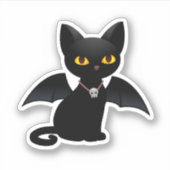 ハロウィン 吸血鬼 黒猫 翼 ステッカー シール (正面)