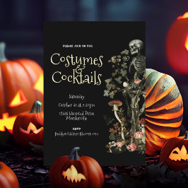 ハロウィン+呪われた森のコスチューム&カクテル ブラック 箔招待状