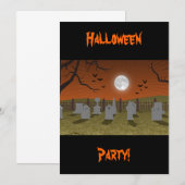 ハロウィン:墓地のシーン：招待状カード 招待状 (正面/裏面)