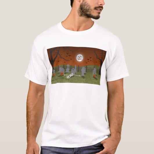 ハロウィン: 墓地場面: Tシャツ (正面)
