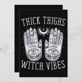 ハロウィン 太い太もも 魔女の雰囲気 招待状 (正面/裏面)