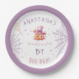 ハロウィン 女の子 誕生日 あと少しで生まれるよ Little boo ペーパープレート