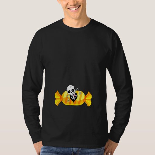 ハロウィン 妊娠 スケルトン 赤ちゃん ゾンビ Tシャツ (正面)