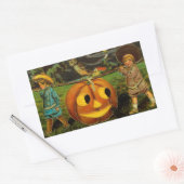 ハロウィン　子どもによるジャック・オ・ランタン収穫祭 長方形シール (封筒)