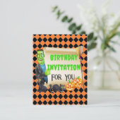 ハロウィン 子供 名前 フランケンシュタイン 誕生日 オーダーメイド 招待状 (スタンド正面)