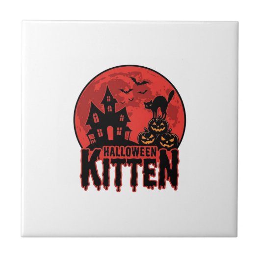 ハロウィン+子猫+お化け屋敷+猫+グラフィック_1 タイル (正面)