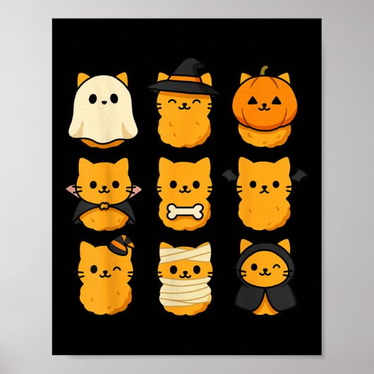 ハロウィン 子猫 ナゲット 食べ物 ダジャレ 猫好き ポスター (正面)