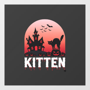 ハロウィン+子猫+ホーンテッド+ハウス+猫+デザイン_1 ウィンドウサイン