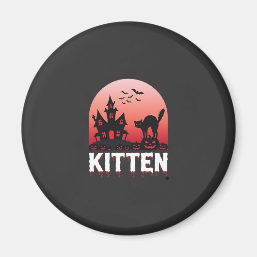 ハロウィン+子猫+ホーンテッド+ハウス+猫+デザイン_1 マグネット (正面)