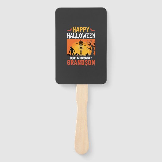 ハロウィン　孫　スケルトン　カボチャ ハンドファン (正面)