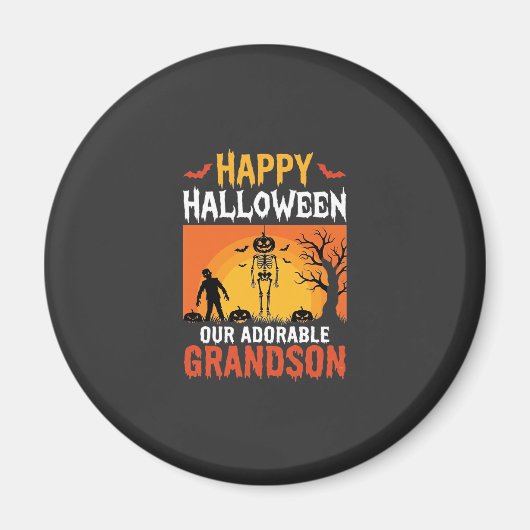 ハロウィン　孫　スケルトン　カボチャ マグネット (正面)