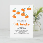ハロウィン　小さなかぼちゃの秋の子供の誕生日パーティー 招待状 (スタンド正面)