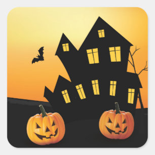 ハロウィン 小さな かぼちゃの四角ステッカー スクエアシール