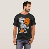 ハロウィン 少年 恐竜 スケルトン ティラノサウルス スケア ポンプキン Tシャツ (正面フル)