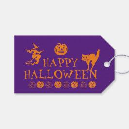 ハロウィン 幸せな ハロウィン 紫 オレンジ色 怖い プレゼント ギフトタグ