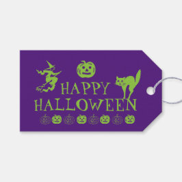 ハロウィン 幸せな ハロウィン 紫 緑 怖い おもてなし ギフトタグ
