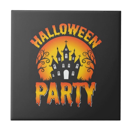 ハロウィン 幽霊の館 パーティーベクター タイル (正面)