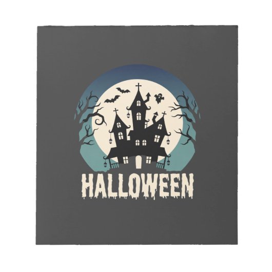 ハロウィン 幽霊の館 月夜 ベクター ノートパッド (正面)