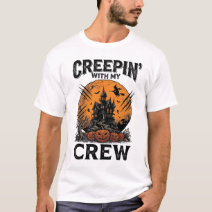 ハロウィン 幽霊の館 私のクルーと這う Tシャツ