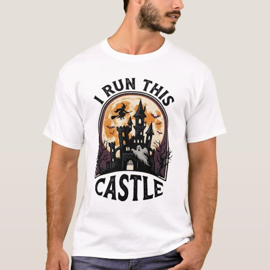 ハロウィン 幽霊城 ウィッチ 月 ヴィンテージTシャツ_ Tシャツ (正面)