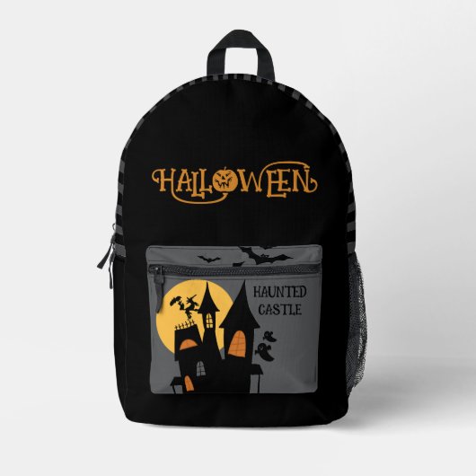 ハロウィン 幽霊城 , 怖い プリントバックパック (正面)