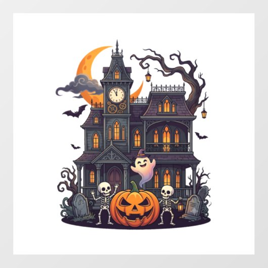 ハロウィン 幽霊屋敷 スケルトン パンプキン ゴースト Cr ウィンドウサイン (シート)
