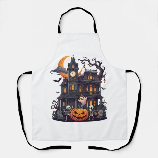 ハロウィン 幽霊屋敷 スケルトン パンプキン ゴースト Cr エプロン (正面)