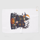 ハロウィン 幽霊屋敷 スケルトン パンプキン ゴースト Cr ゴルフタオル (横)