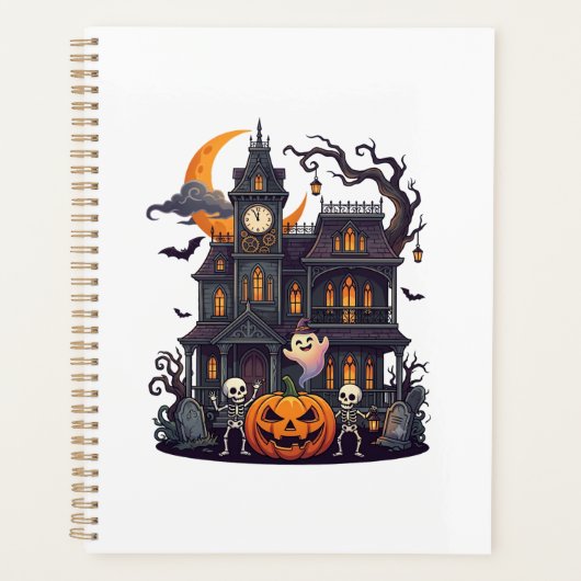ハロウィン 幽霊屋敷 スケルトン パンプキン ゴースト Cr プランナー手帳 (正面)