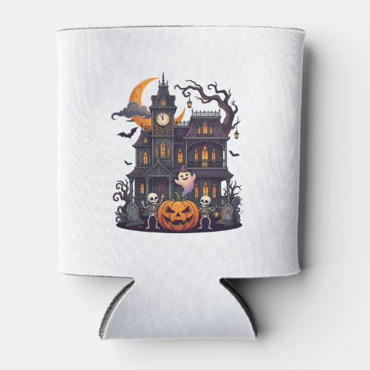 ハロウィン 幽霊屋敷 スケルトン パンプキン ゴースト Cr 缶クーラー (正面)