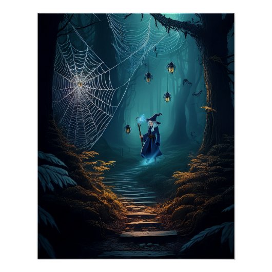 ハロウィン 幽霊 クモ 魔術師 ポスター (正面)