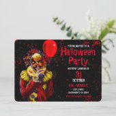 ハロウィン 怖いピエロ コスチューム パーティー 招待状 (スタンド正面)