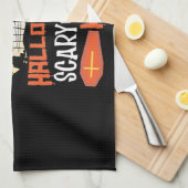 ハロウィン 怖い夜 不気味な魔女 キッチンタオル (四つ折り)