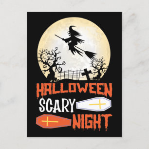 ハロウィン 怖い夜 不気味な魔女 ハロウィンカード シーズンポストカード