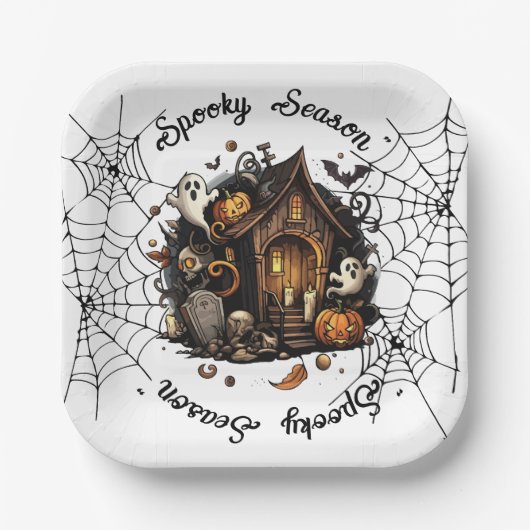 ハロウィン 👻 怖い季節 💀 紙皿 (正面)