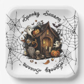 ハロウィン 👻 怖い季節  💀 紙皿 (正面)