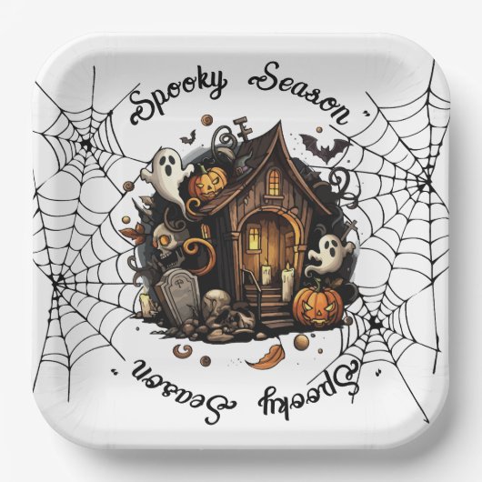 ハロウィン 👻 怖い季節  💀 紙皿 (正面)