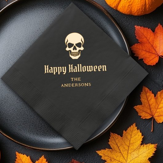 ハロウィン 怖い ドクロ カスタム名またはテキスト 箔ナプキン
