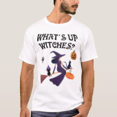 ハロウィン 愉快な魔女と猫 Tシャツ (正面)
