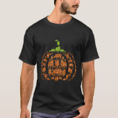 ハロウィン+感謝祭のかわいい羊のグループ パンプキン Tシャツ (正面)