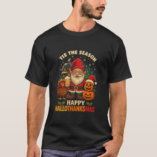 ハロウィン+感謝祭のノームTシャツ ハロウィン+感謝祭 Tシャツ (正面)