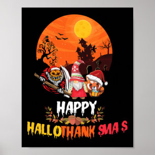 ハロウィン+感謝祭+クリスマスのおふざけ ハッピーハロサンクマス ポスター