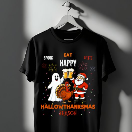 ハロウィン+感謝祭+クリスマス お祝いシーズン Tシャツ