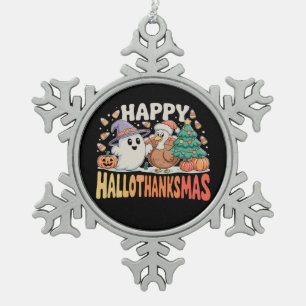 ハロウィン 感謝祭 クリスマス ハロサン スノーフレークピューターオーナメント